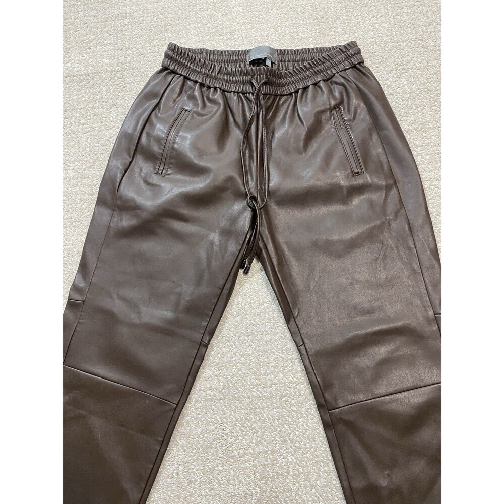 Anthropologie Ankle Pants Brown Faux Leather Drawstring Pockets Women's XS - Picture 14 of 16